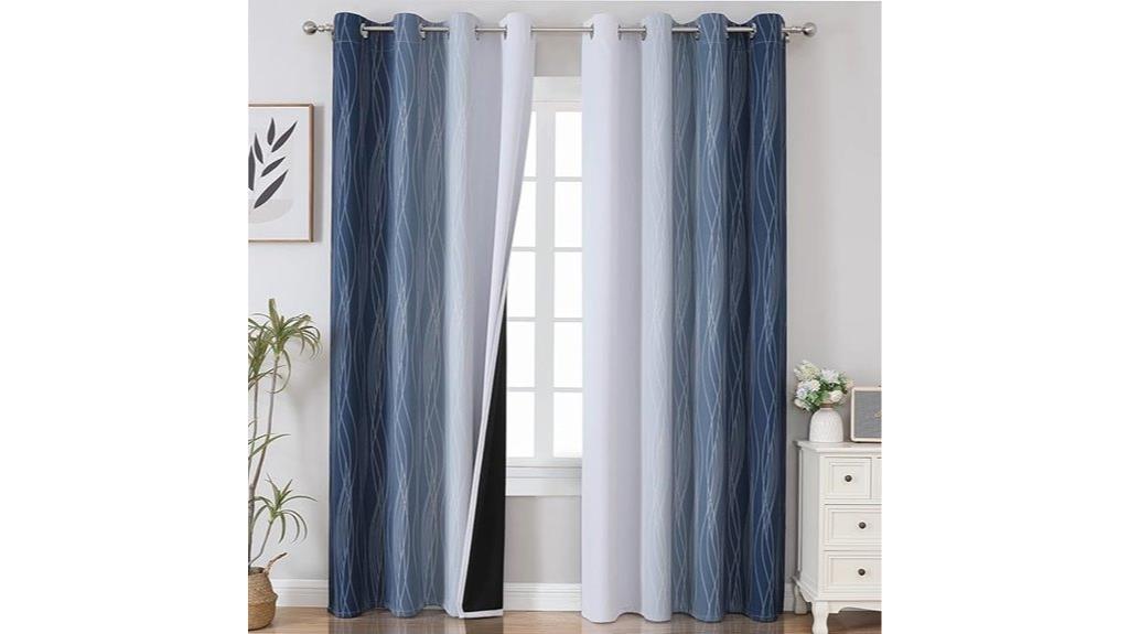 navy blue grey curtains