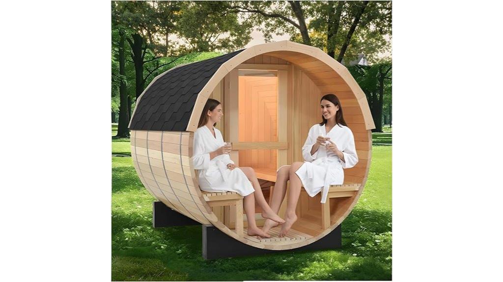 outdoor barrel sauna for six