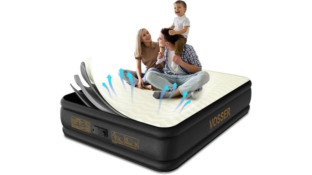 queen sized bed with pump