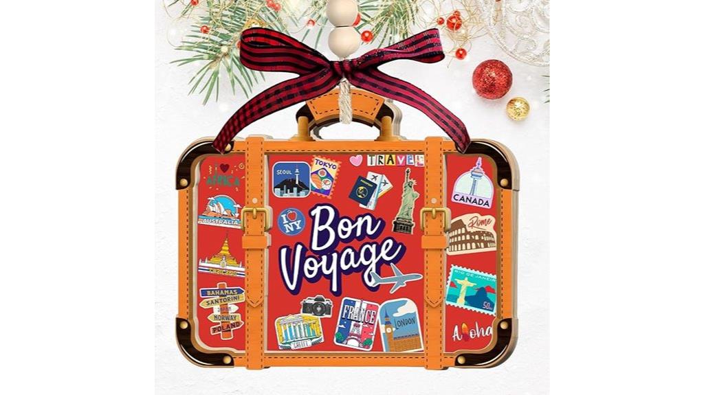 travel themed christmas luggage ornament