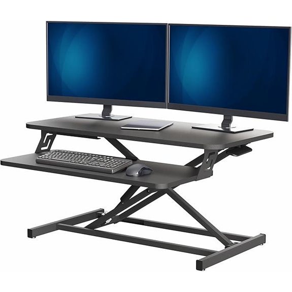 VIVO 32-inch Sit-Stand Desk Converter with Keyboard Tray-Inch Adjustable Sit-Stand Desk Converter