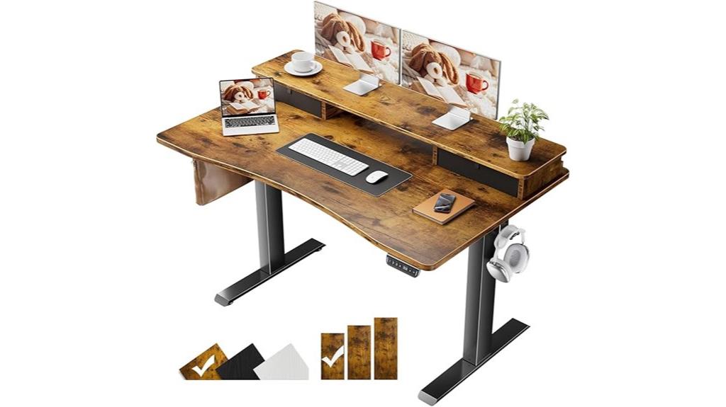 adjustable desk with storage