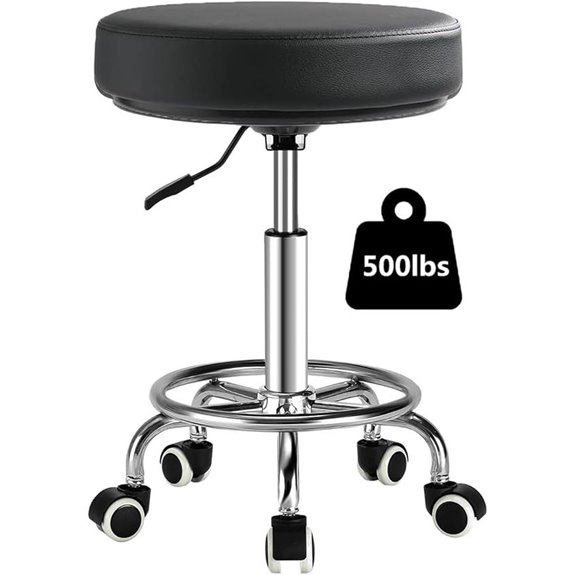 Heavy Duty Adjustable Rolling Stool with Footrest
