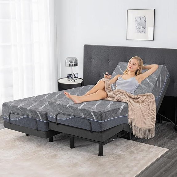 Adjustable Split King Bed Frame with Gel Mattress