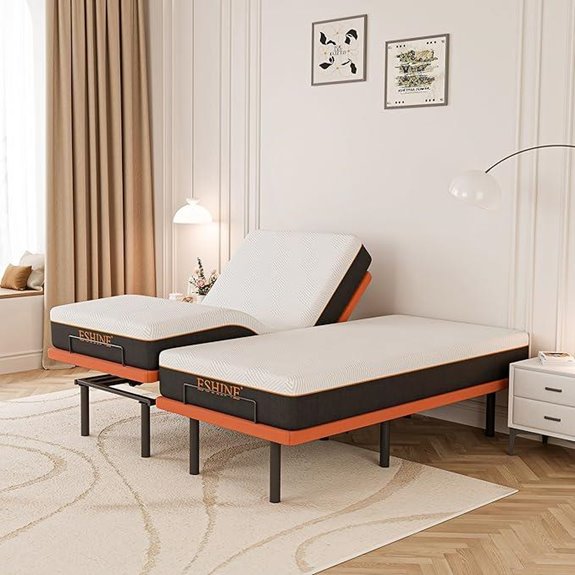 ESHINE Split King Adjustable Bed Frame with Mattress
