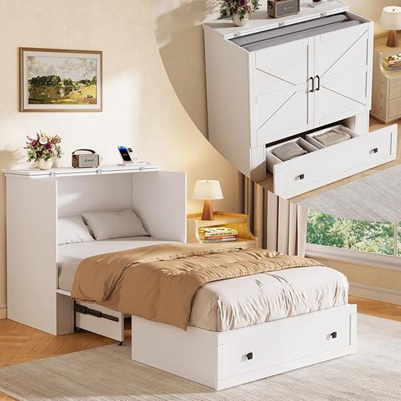 Murphy Bed with Charging Station and Storage