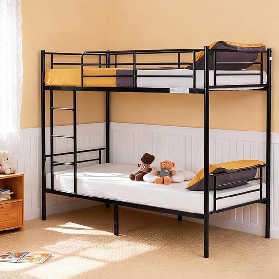 Karl Home Black Twin Over Twin Bunk Bed with Ladder