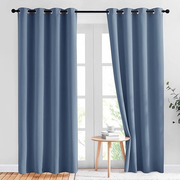NICETOWN Stone Blue Blackout Curtains 84 inches Long