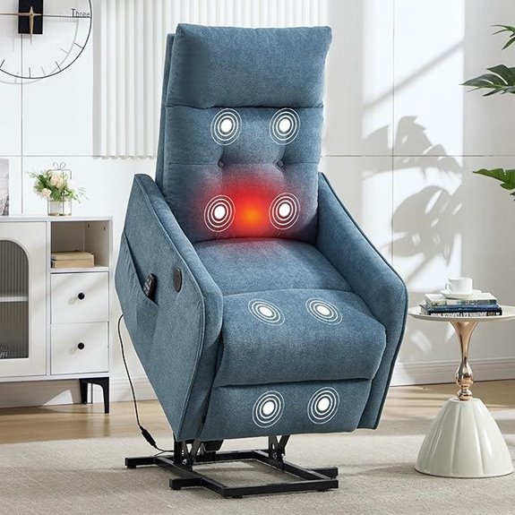 Power Lift Recliner with Massage & Heat Blue