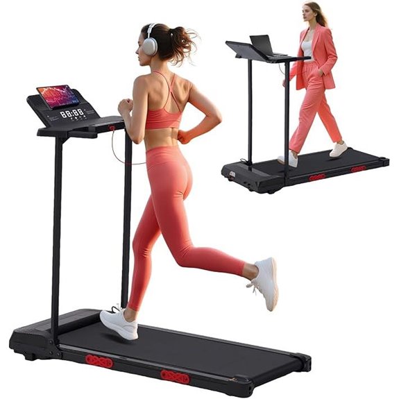 compact electric treadmill with handle