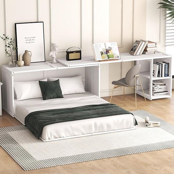 Merax Queen Murphy Bed with Rotable Desk