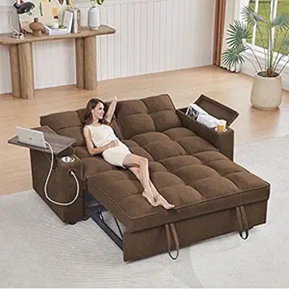Convertible Sleeper Sofa Bed with USB Ports