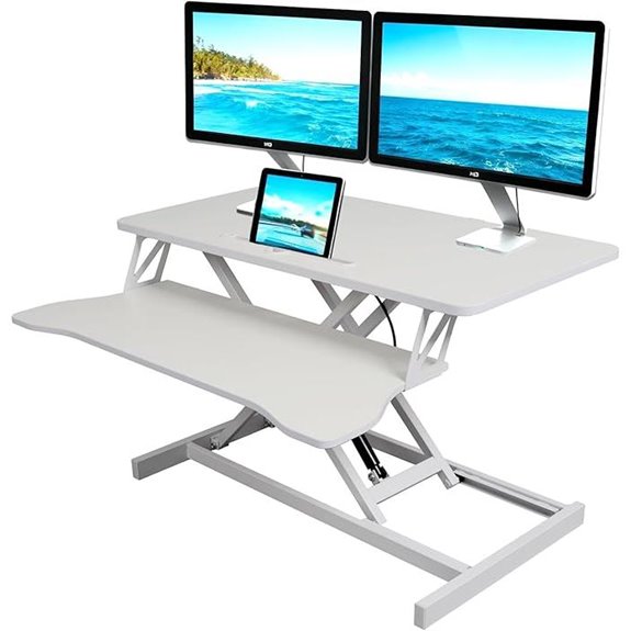 Standing Desk Converter with Dual Monitor & Laptop Tray