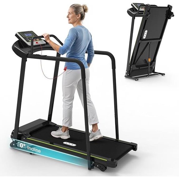 Redliro Folding Treadmill with Handrail and LCD Display