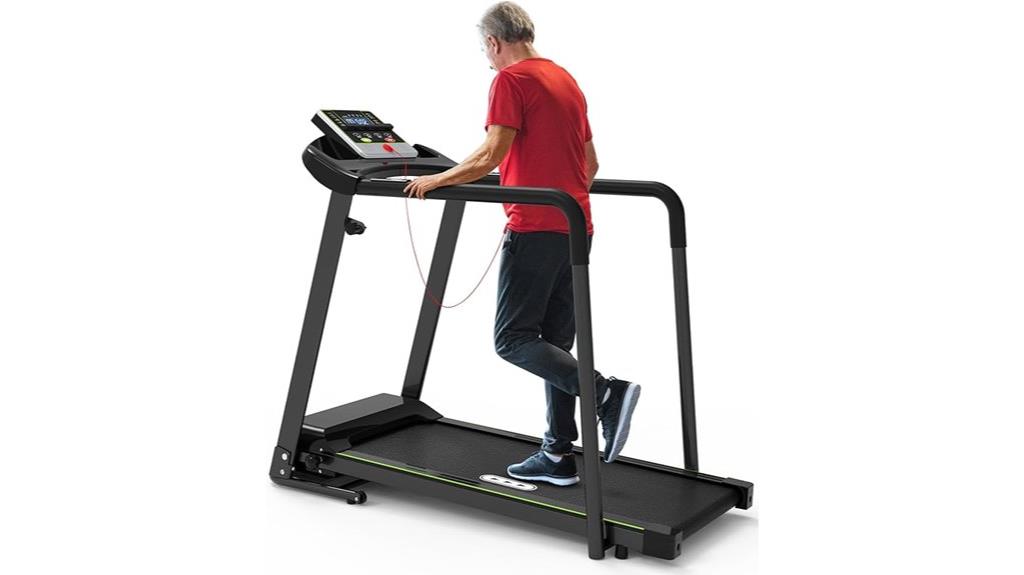 folding home treadmill with handrails