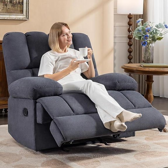 WILLOVE Oversized Rocker Recliner Chair Grey