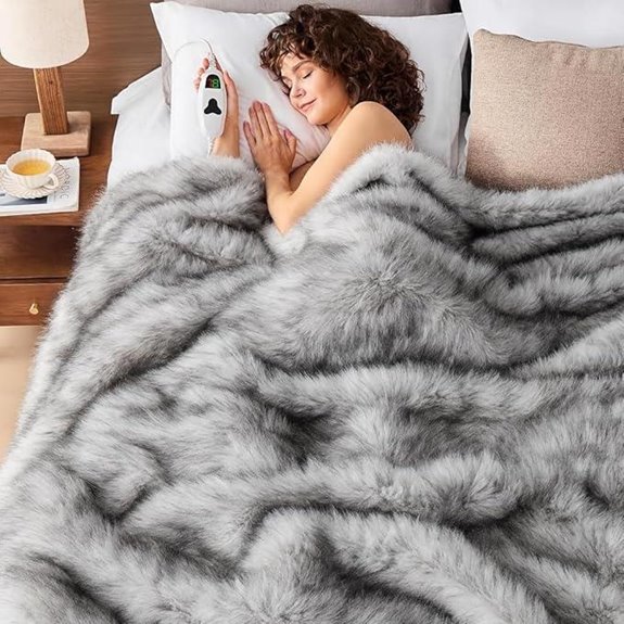 Octrot Heated Faux Fur Electric Blanket 50