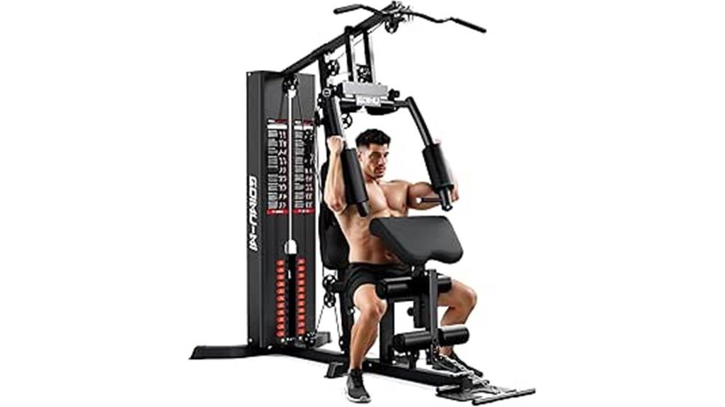 home gym with 140lbs weights