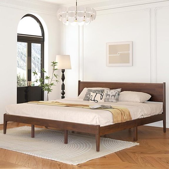 King Bed Frame with Headboard and Adjustable Legs
