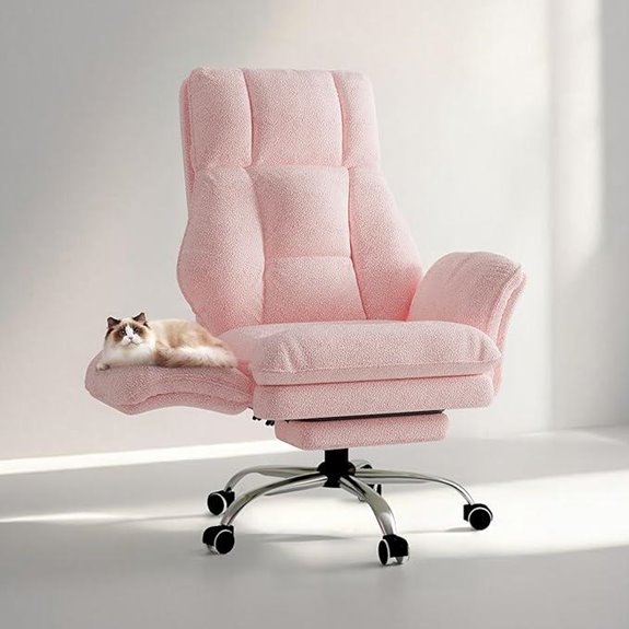 Big and Tall Pink Office Chair with Foot Rest
