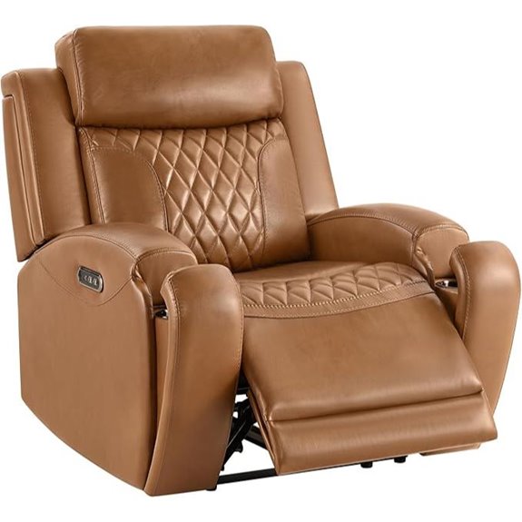 CHITA Leather Recliner with Power Headrest and USB