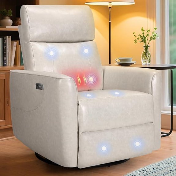 Homdox Swivel Recliner Chair with Massage and Heat