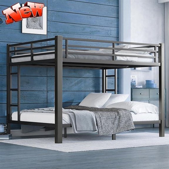 Upgraded Queen Over Queen Metal Bunk Bed with Ladders