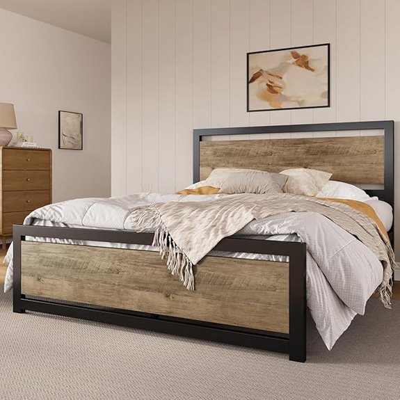 SHA CERLIN Queen Bed Frame with Modern Headboard