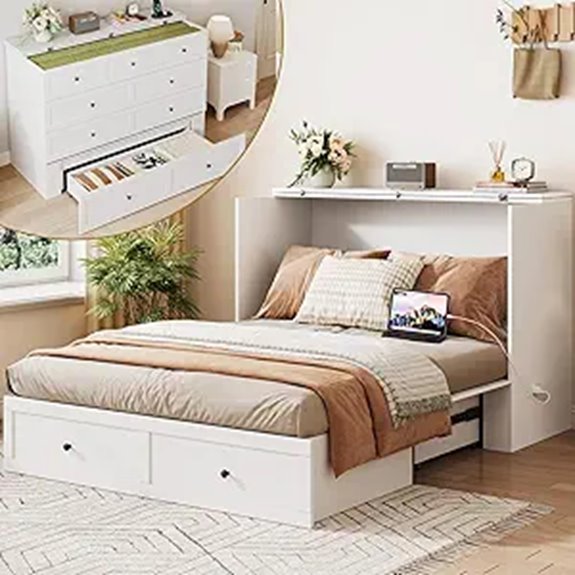 Full Size Murphy Bed with Charging Station