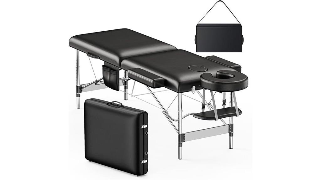 portable massage table with accessories
