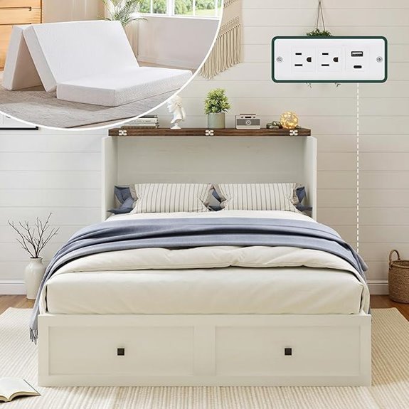 Queen Murphy Bed with Storage & Charging Station