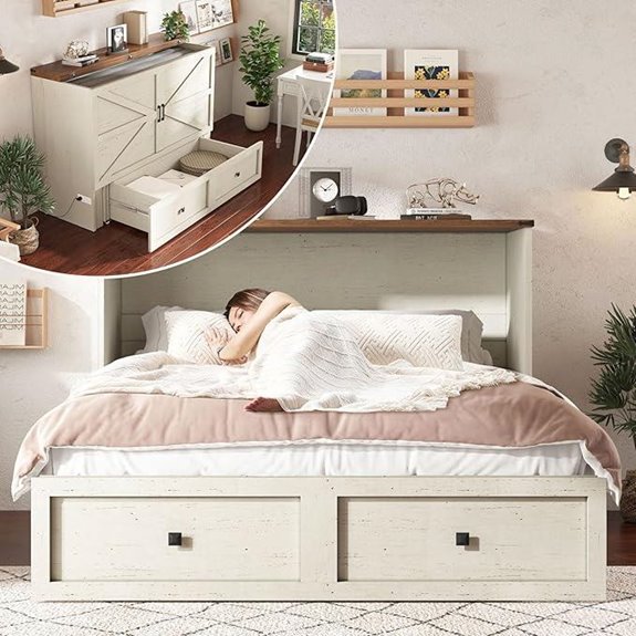 AMERLIFE Queen Murphy Bed with Storage & Charging