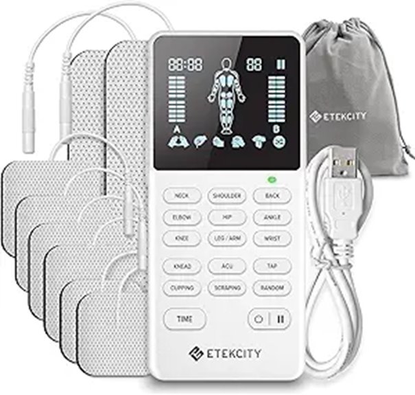 Etekcity 4-Channel Rechargeable TENS Unit with Electrodes