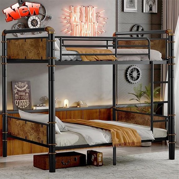 Thickened Metal Twin XL Bunk Bed with Water Pipe Design
