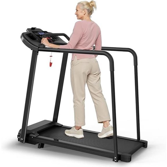 Senior Walking Treadmill with Handrails & Shock Absorption