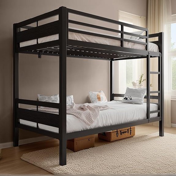 Heavy Duty Metal Bunk Bed with Guardrail