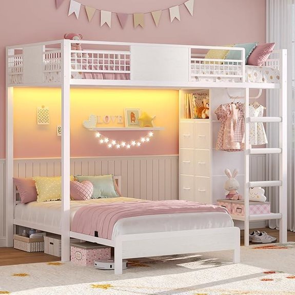 Adorneve Twin Bunk Bed with Storage and Lights