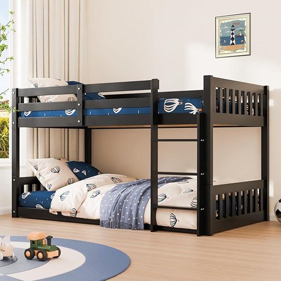 JOYMOR Twin Over Twin Bunk Bed with Guardrails