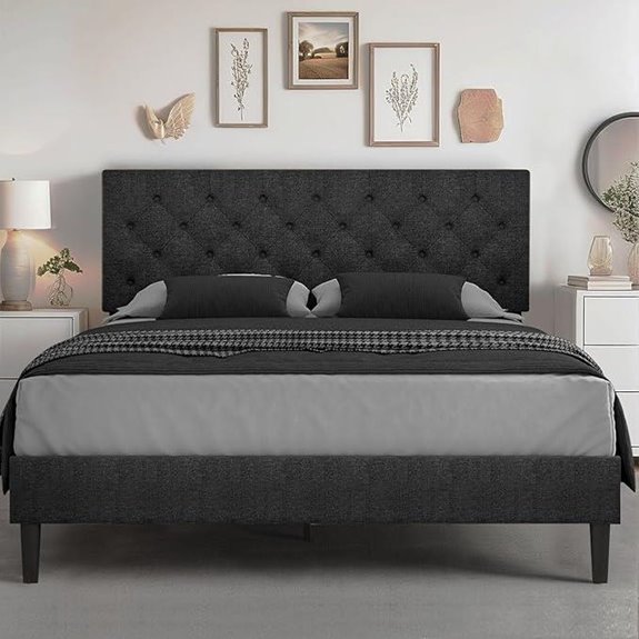 HOMBCK Queen Bed Frame with Upholstered Headboard