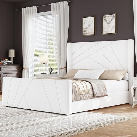 BarnFurin Velvet Upholstered Bed Frame with Tufted Headboard