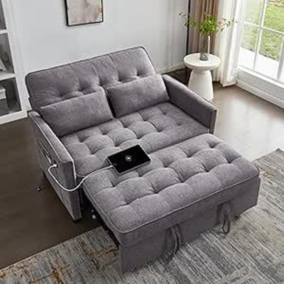 Convertible 3-in-1 Sofa Bed with USB Charging